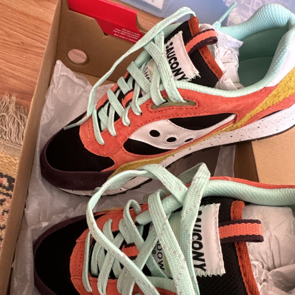 SAUCONY SHADOW 6000 CORAL MUSTARD SHOES SNEAKERS NEW IN BOX