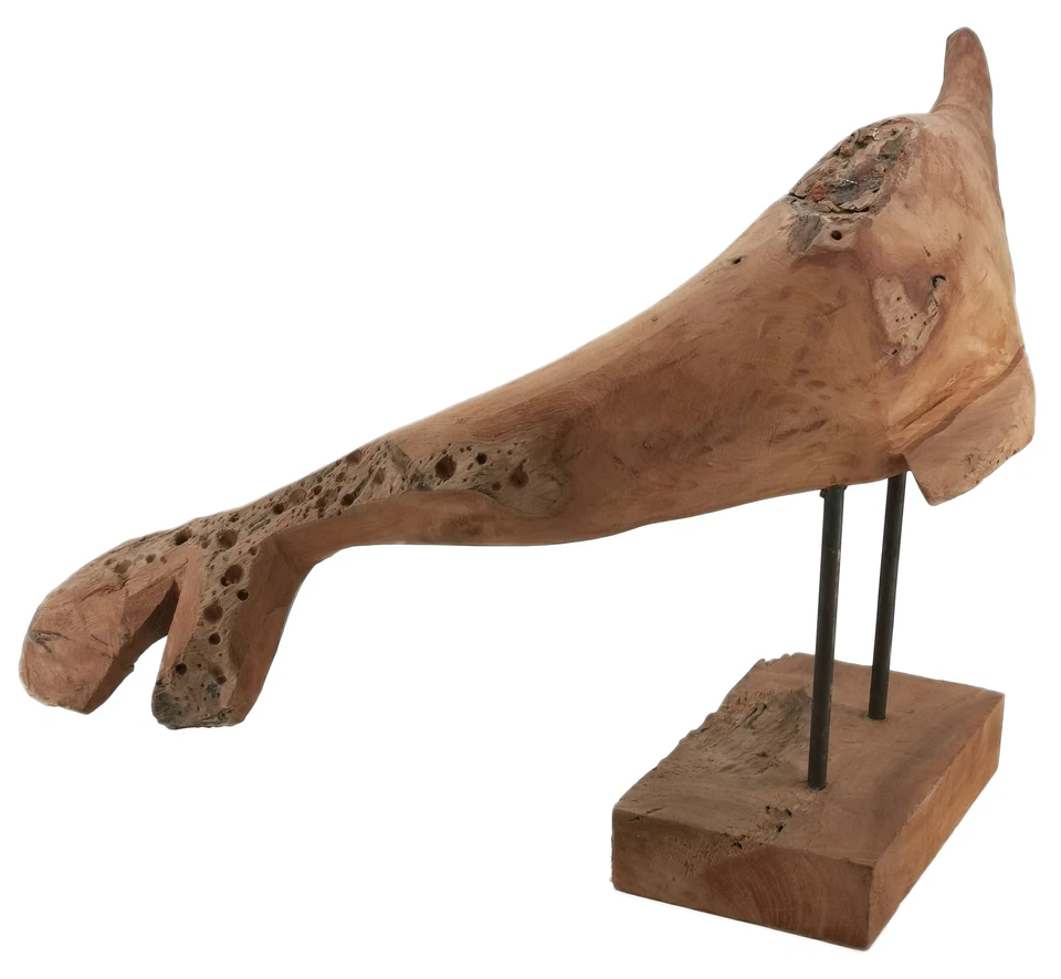 Teak Delphin - Delfin Figur Holz Deko Skulptur Teakholz Dekoration Wurzel Statue - Bild 4 von 4