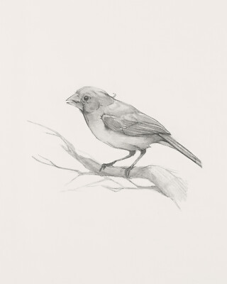 Bird Sketch I Original Artwork Drawing Giclee Print on Fine Art Paper