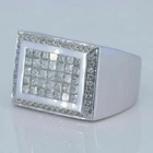 3Ct Princess Lab-Created Diamond Band Wedding Ring Men's 14K White Gold Plated