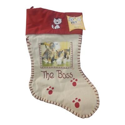 NEW Target Kitty Cat Christmas Changeable Photo Picture Stocking Boss 14'' Pet