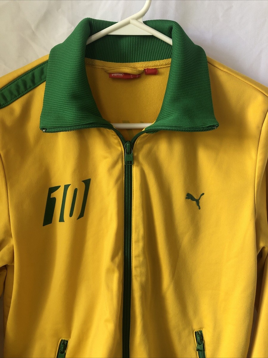 Rare Retro PUMA JAMAICA TRACK JACKET Sports Casual Top Coat Yellow