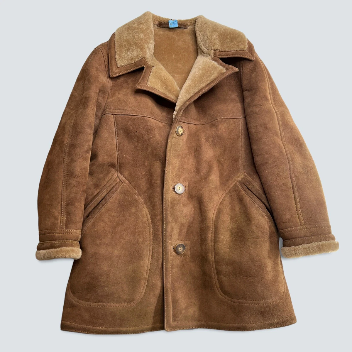Genuine Sawyer of Napa Shearling Sheepskin 1970s Rancher Coat