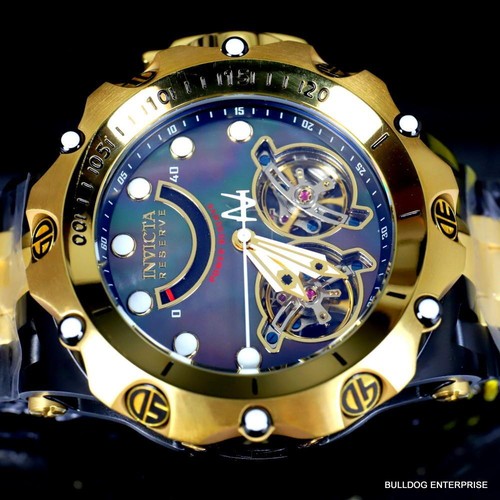 Invicta Reserve Venom Hybrid Double Open Heart Automatic Black Gold Tn Watch New - 第 8/12 張圖片