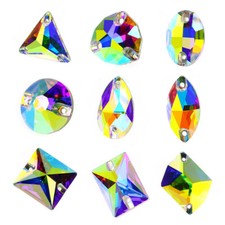 Stress Crystal AB Sew On Rhinestones Crystal Glass Teardrop Oval Navette Stones