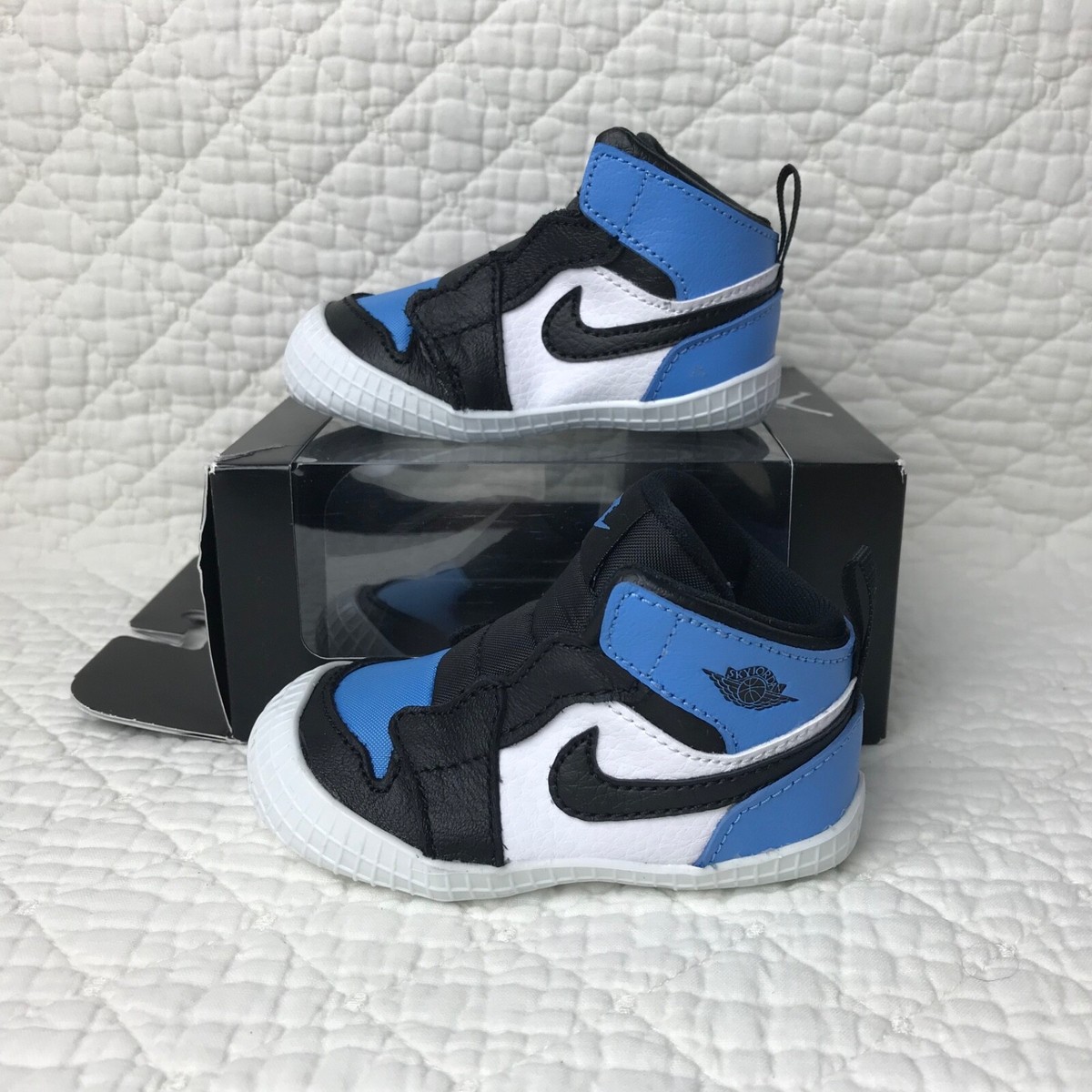 Air Jordan 1 Crib Booties Infant SZ 4C University Blue/Black/White 