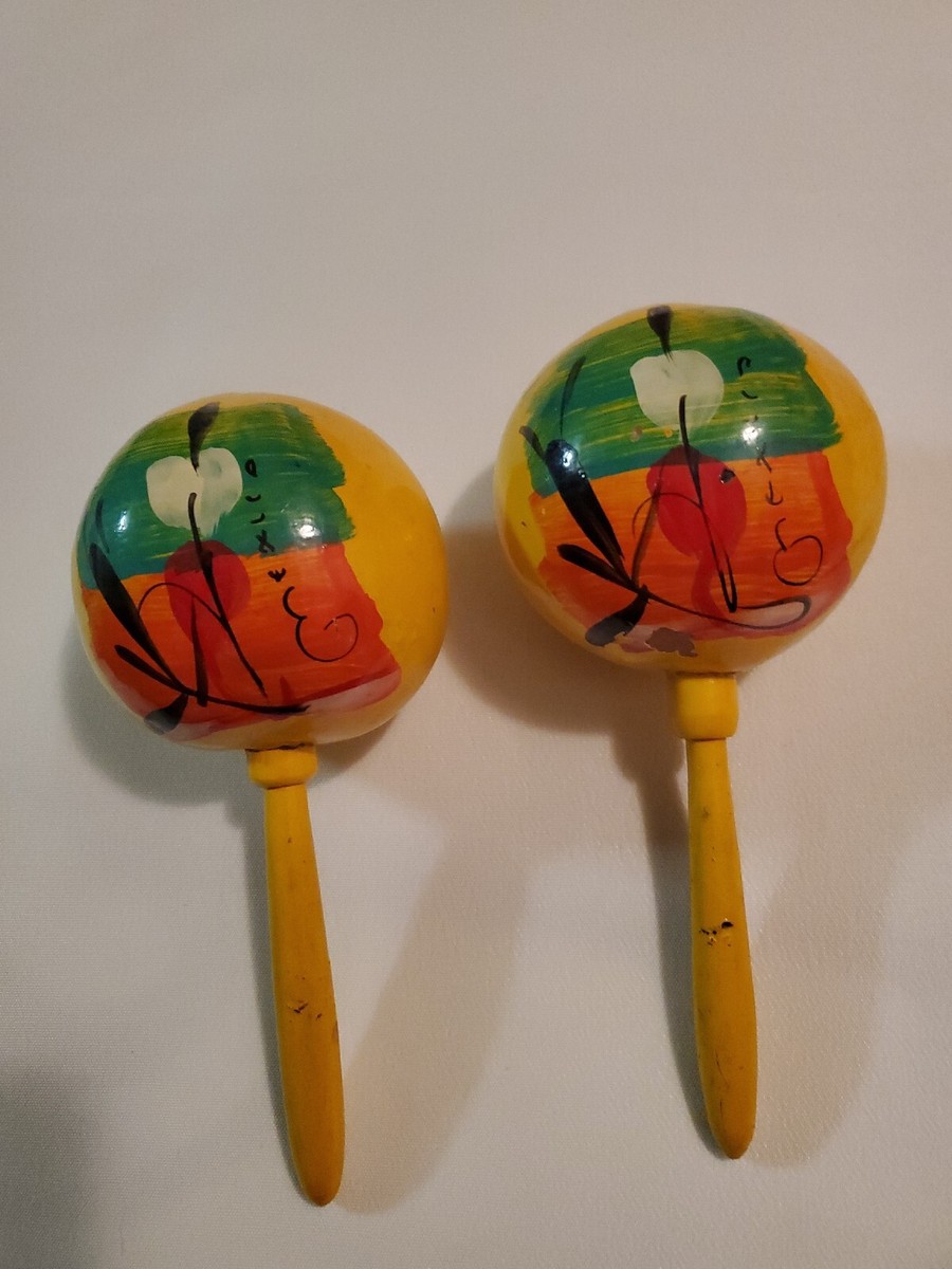 Children/Kids Handmade Decorated Wooden Maracas Shakers Music Rattles  Musical