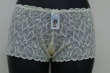 Ladies Valbonne Lace Shorts Briefs French Knickers Yellow / Cream Size Medium