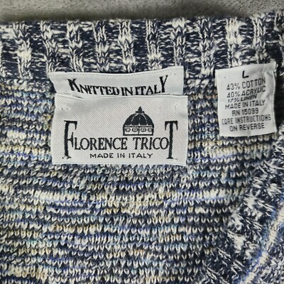 Florence Tricot Mens Vintage Sweater Large Italy Linen Grandpa 