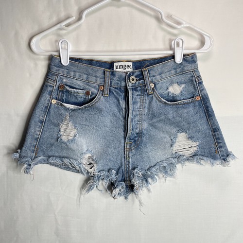 Blue Distressed Denim Mini Jeans Shorts 