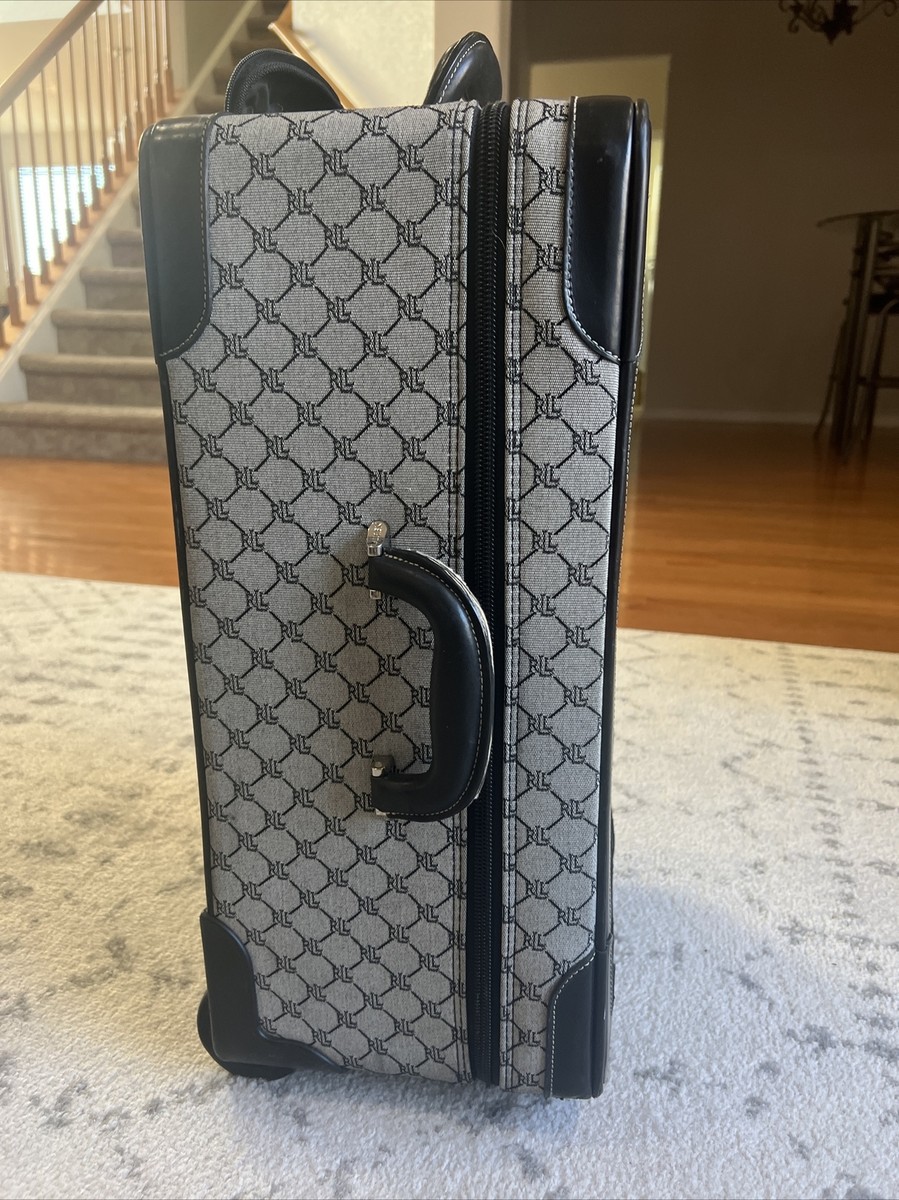 Ralph Lauren Signature Canvas Leather Luggage Suitcase Carry