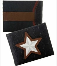Marvel Captain America Star Logo Blue PU Faux Leather Bifold Wallet NEW