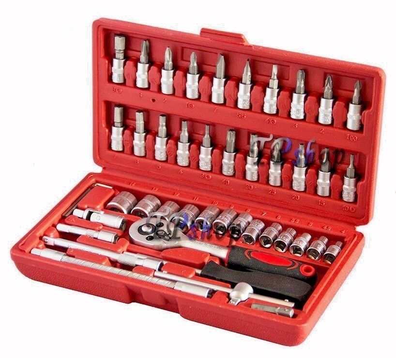 Set Chiavi A Spillo Cassetta Per Pistole 46 Pezzi 1/4" Spina Dadi