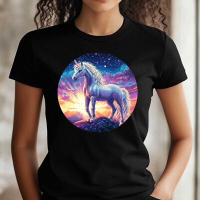 Frauen T-Shirt Einhorn Pixel Art Motiv Baumwolle Größe S bis 3XL