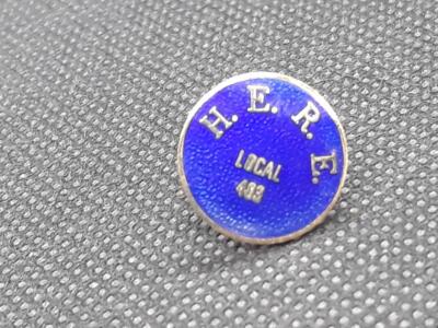Vintage H.E.R.E. Local 483 Union PIN Hospitality ~ Ships FREE