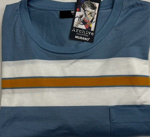 New Murano Men's Long Sleeve T-Shirt Multi Color Stripe Size XXL Slim Fit $21.00