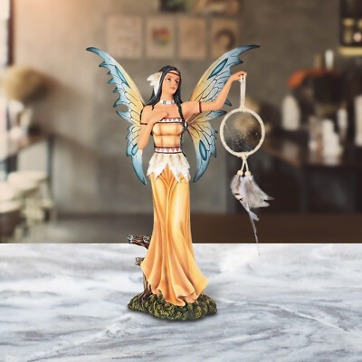 Native American Fairy Holding Dream Catcher Statue 16''H Figurine Room Decor