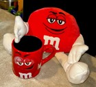 Mix Lot Of 2 M&M 12” Chocolate Red Plush Chenille Fabric Stuffed Toy / Red Mug — photo 1