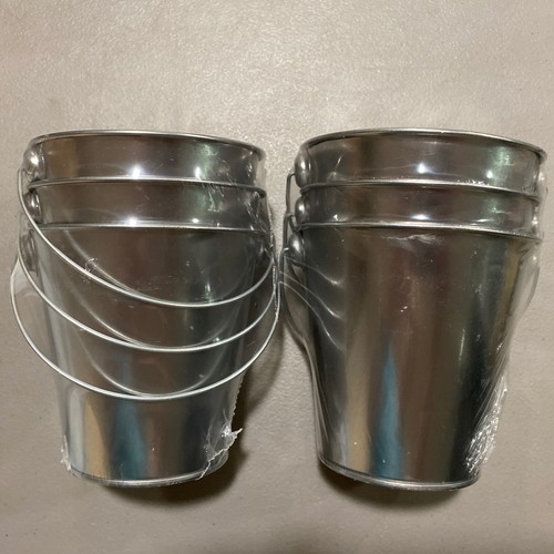 decorative PAILS Silver Small 4" 2 packs of 3 NEW - Picture 3 of 8