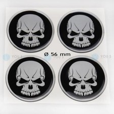 4 x Silikon Nabenkappen Nabendeckel Abdeckung Aufkleber Totenkopf Emblem 56 mm 
