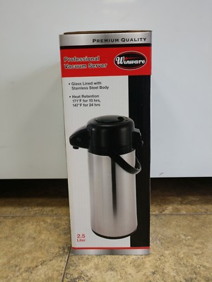 Winco 2.5 Liter Glass Lined Airpot Push Button