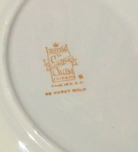 SET 6 SIMILAR VINTAGE 23 KT GOLD TRIMMED PORCELAIN DINNER PLATES SCENIC CENTERS - Picture 8 of 8