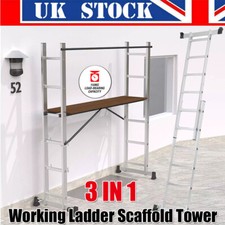 Aluminium Working Platform Ladder Decorator Work Bench Folding Scaffold Tower UK