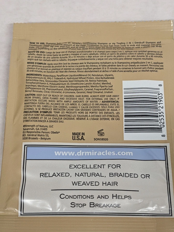 11x Dr. Miracles Acondicionador Profundo Cabello Fórmula Súper Tratamiento 1.75 OZ Foto 2 de 3
