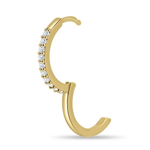 Round Cut Moissanite Hoop Earrings, 14K Yellow Gold Earrings For Bridal. - Picture 4 of 7