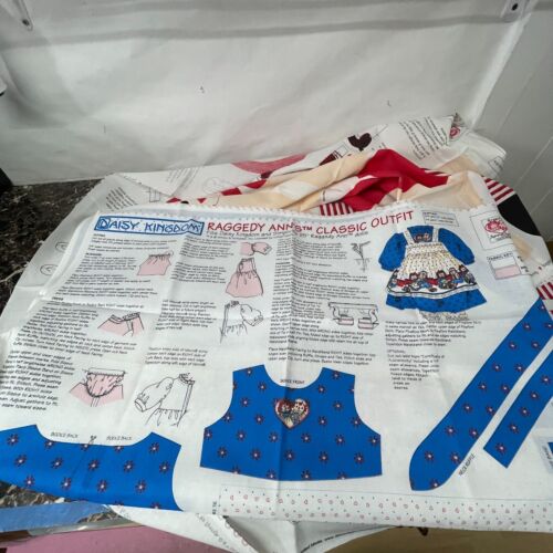 Bambole Daisy Kingdom Raggedy Ann Andy 25" E Vestiti Panni Taglio/Cucito Pannelli Tessuto - Foto 4 di 6