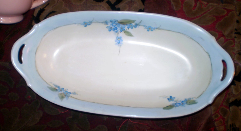 Vintage Nippon hand painted serving or condiment ?  bowl   6x12  7/22