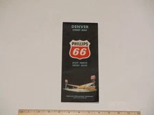1963 Phillips 66 Sightseeing Guide To Denver Street Road Map w/ Street Index
