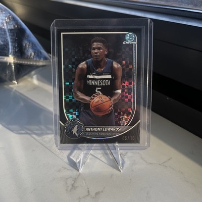 Bowman Chrome Anthony Edwards Black X-Fractor 5/10 ~ EBay 1/1 JERSEY MATCH