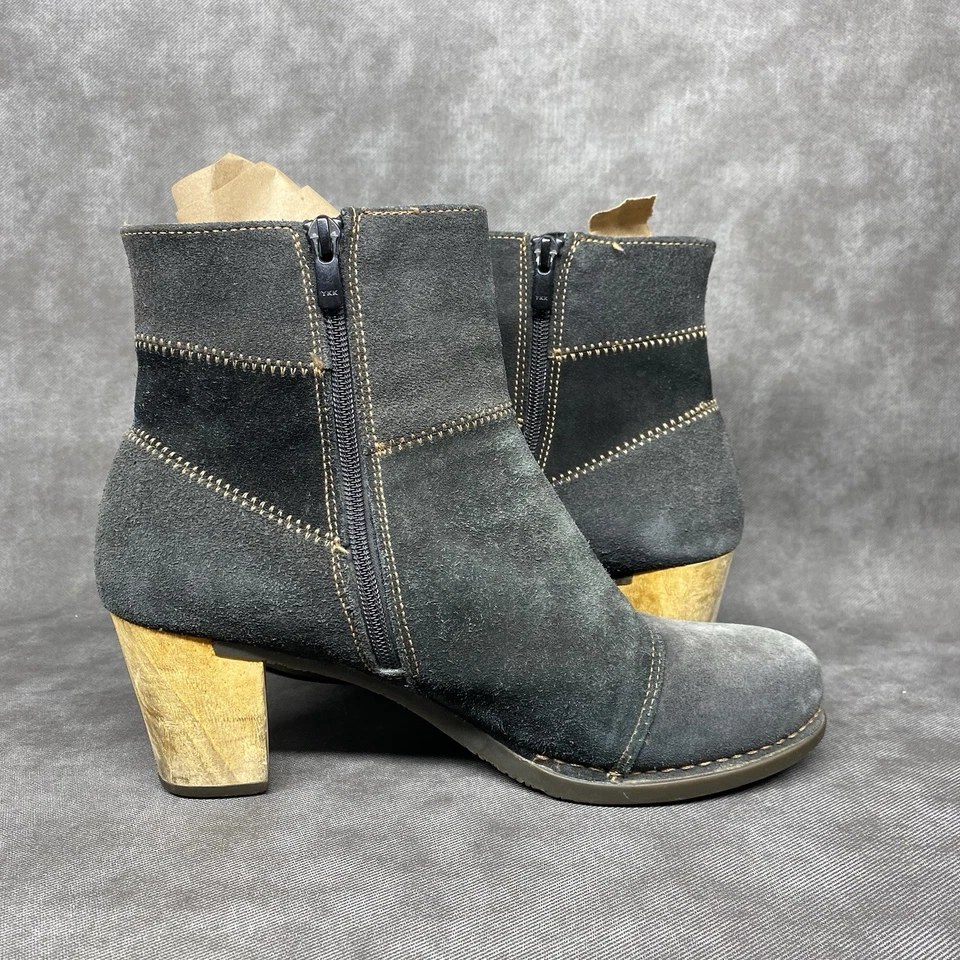 The Art Company Ankle Boots Zip Blue Suede Wood Heels Size EU 42 US 11 Footwear - Image 3 of 4