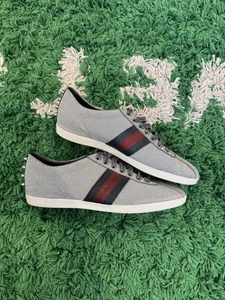 Gucci Auth Baskets Homme Argent Métallisé Paillettes Rouge/Bleu, Taille 8G (9 9,5US)