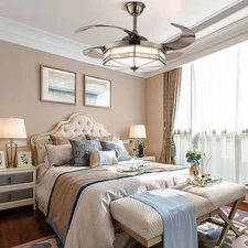 Ceiling Fan Light with Remote Control LED Ceiling Light Modern Chandelier Gold