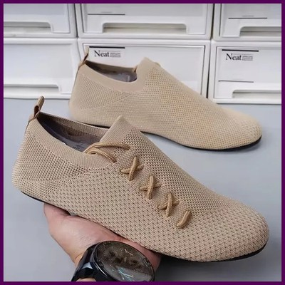 YRZL Thin Bottom Breathable Mesh Loafers Men Anti-Slip Driving Shoes.