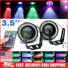2x 3.5 Rgb Led Projector Fog Light Driving W White Cob Angel Eyes Halo Ring