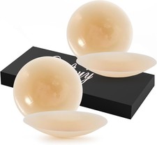 2 Pairs Nipple Covers, Cover for Women, Reusable Seamless Creme