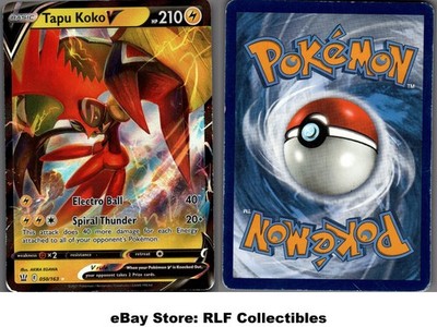 2020 Pokemon, Sword & Shield Base, #072/202 Tapu Koko V, Holo Ultra Rare (b)