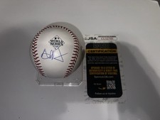 Austin Hedges Signed Official 2023 World Series Baseball Texas Rangers JSA Auth