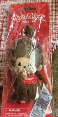 Official Sekiguchi Monchhichi Classic Monkey Plushie Keychain 4'' Red Bib 