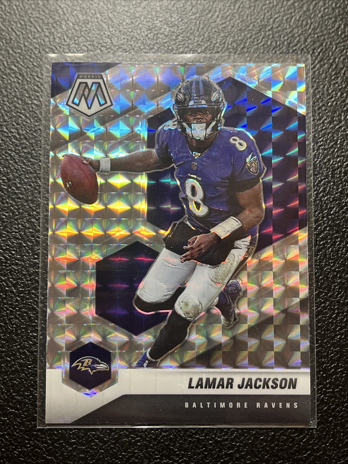 2021 Panini Mosaic Lamar Jackson Baltimore Ravens Silver Prizm #19