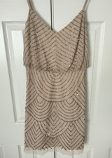 ADRIANNA PAPELL - Sleeveless Sequence Formal Dress - Rose Gold - Women's Size 4