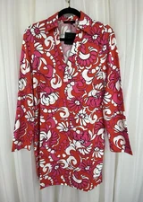 Trina Turk Kamryn Floral Scroll Mini Polo Dress Women's S Pink Orange New $188