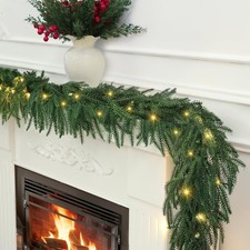 6 ft Norfolk Pine Garlands with Light  Pre-Lit Christmas Garland,Dense No