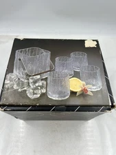 Vintage Studio Nova Frostfire Bar Set Ice Bucket 4 Old Fashioned Hoya Japan