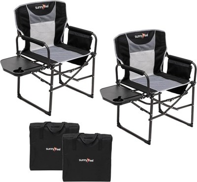 Camping Directors Chair, Heavy Duty,Oversized Portable Folding Chair with Side