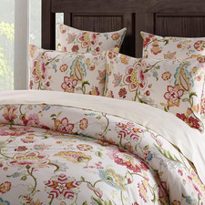 Luxury Vintage Cal King Duvet Cover Set 100 Egyptian Cotton Floral Red