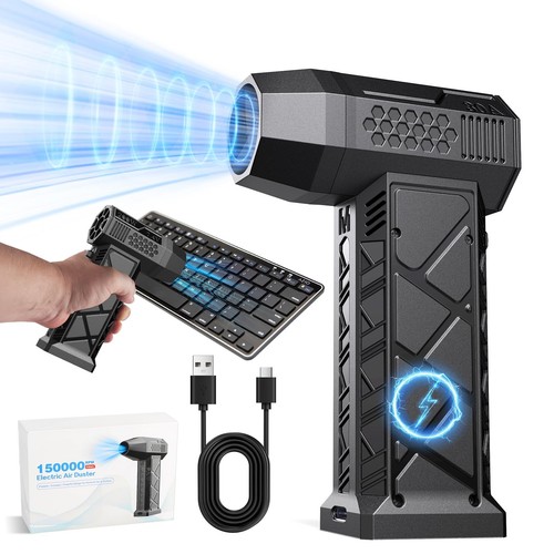 Compressed Air Duster-150000RPM Mini Electric Air Duster, 3 Gear Rechargeable...